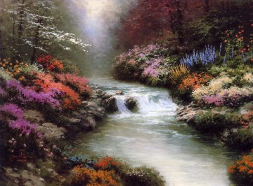 water lily pond left side Painting - Beside Still Waters Thomas Kinkade